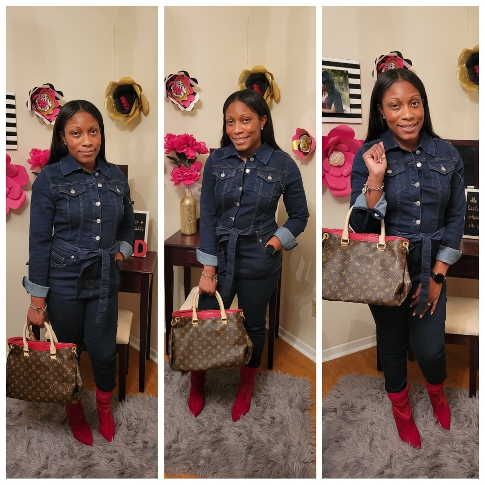 Denim blue jean jumpsuit